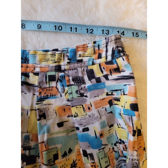 IE Petite Womens Pleated Cityscape Skirt Knee Length Size 8P - Picture 8 of 9